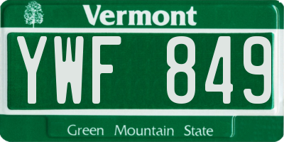 VT license plate YWF849
