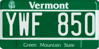 VT license plate YWF850