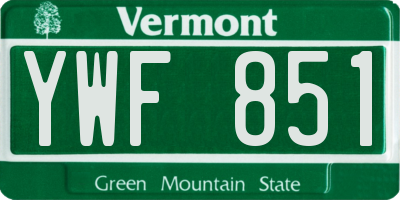 VT license plate YWF851