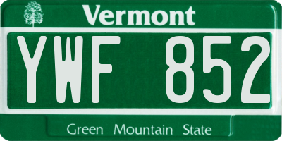 VT license plate YWF852