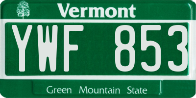 VT license plate YWF853