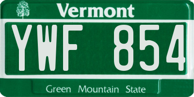 VT license plate YWF854