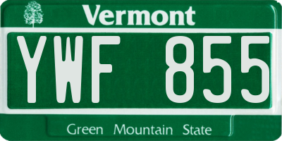 VT license plate YWF855