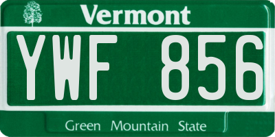 VT license plate YWF856