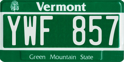 VT license plate YWF857