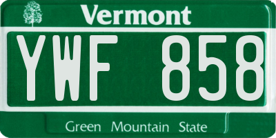 VT license plate YWF858
