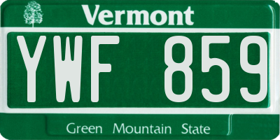 VT license plate YWF859