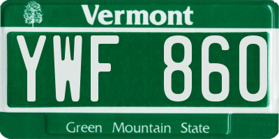 VT license plate YWF860