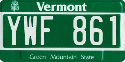 VT license plate YWF861