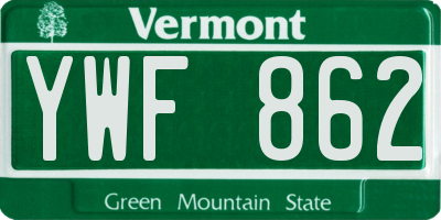 VT license plate YWF862