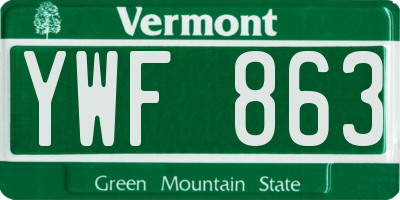 VT license plate YWF863