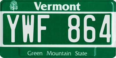 VT license plate YWF864