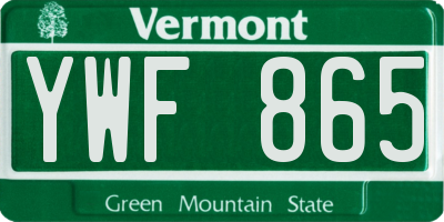 VT license plate YWF865