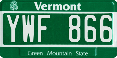 VT license plate YWF866