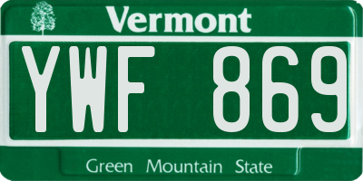 VT license plate YWF869