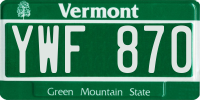 VT license plate YWF870