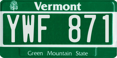 VT license plate YWF871
