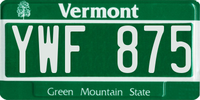 VT license plate YWF875