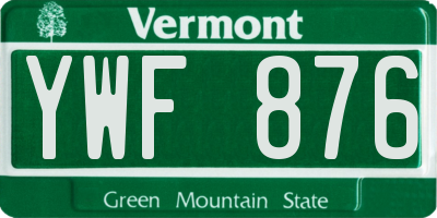 VT license plate YWF876