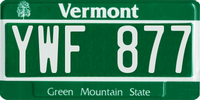 VT license plate YWF877