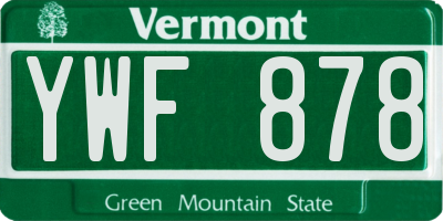 VT license plate YWF878