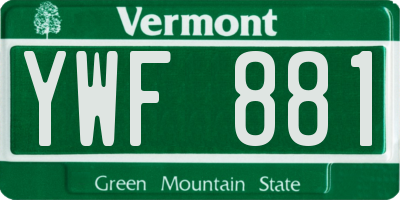 VT license plate YWF881