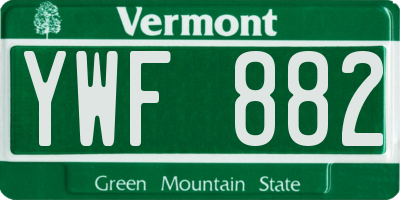 VT license plate YWF882
