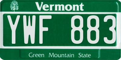 VT license plate YWF883