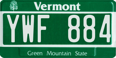 VT license plate YWF884