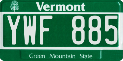VT license plate YWF885