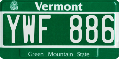 VT license plate YWF886