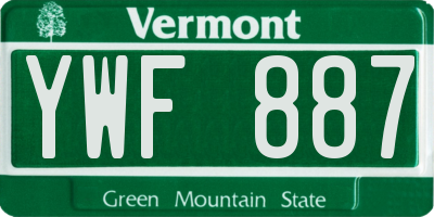 VT license plate YWF887