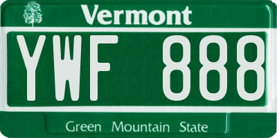 VT license plate YWF888