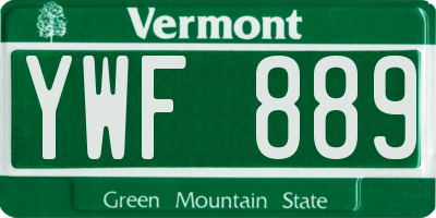 VT license plate YWF889