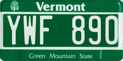 VT license plate YWF890