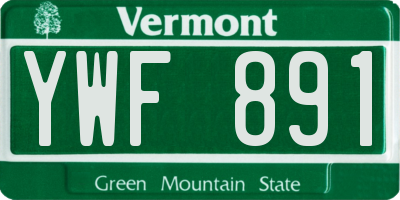 VT license plate YWF891