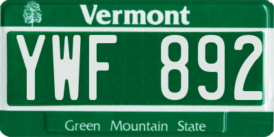 VT license plate YWF892