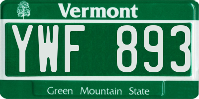 VT license plate YWF893