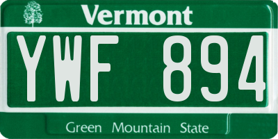 VT license plate YWF894