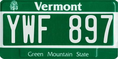 VT license plate YWF897