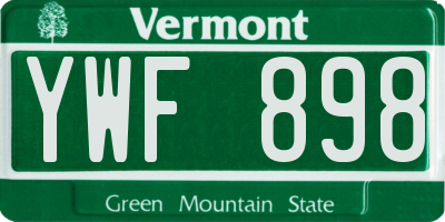 VT license plate YWF898