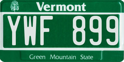 VT license plate YWF899