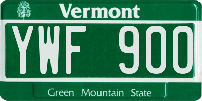 VT license plate YWF900
