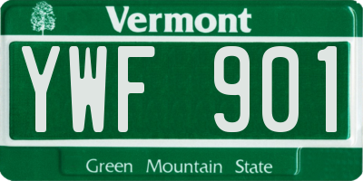 VT license plate YWF901