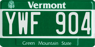 VT license plate YWF904