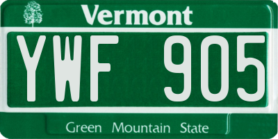 VT license plate YWF905
