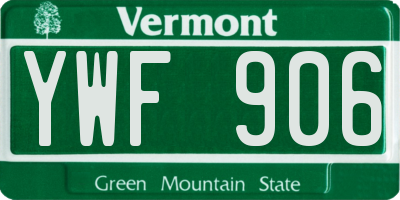 VT license plate YWF906
