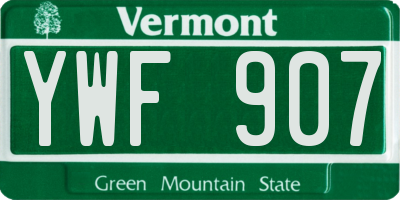 VT license plate YWF907