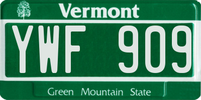 VT license plate YWF909