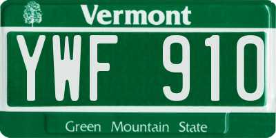 VT license plate YWF910